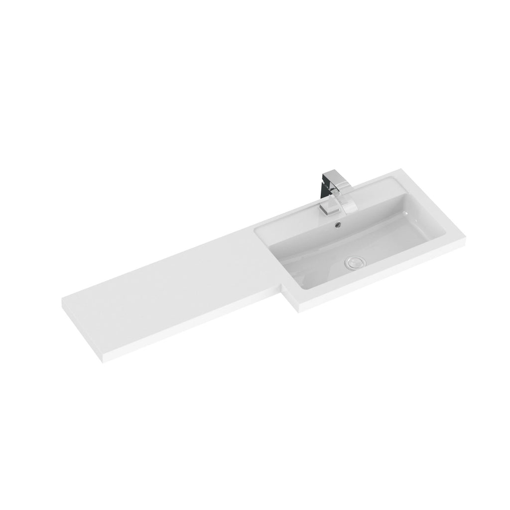 Hudson Reed Fusion Floor Standing 2 Door Vanity Basin & WC Right Hand Combination, Bathroom Storage Unit, Gloss Grey, 1200mm