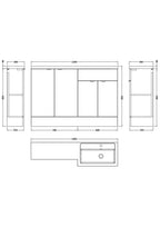 Hudson Reed Fusion Floor Standing 4 Door Vanity Basin Right Hand Combination, Stylish Bathroom Storage Unit, Gloss Grey, 1200mm