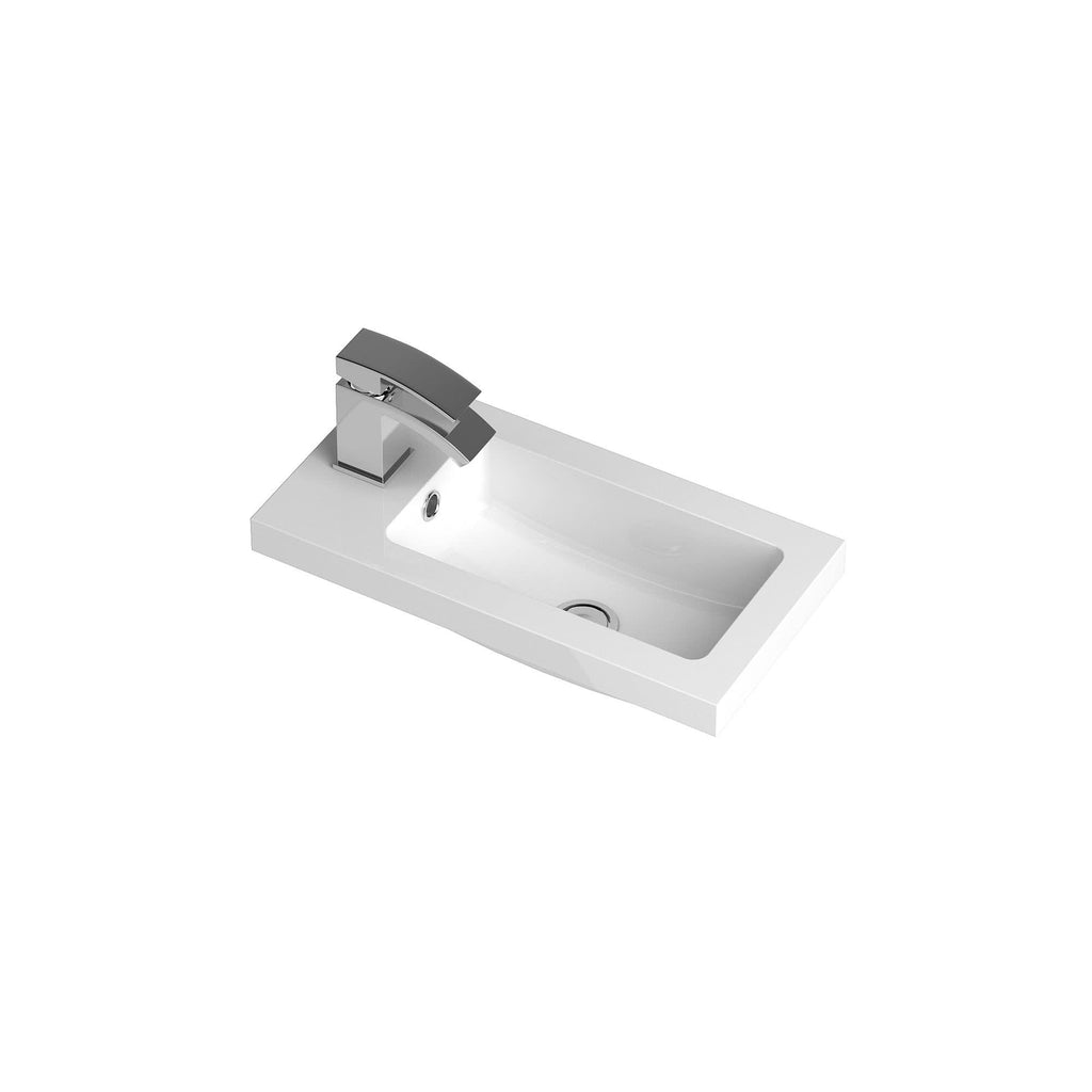Hudson Reed Fusion Floor Standing 2 Door Vanity Unit & Polymarble Basin Compact, Vanity Unit with Basin, Gloss Grey, 500mm