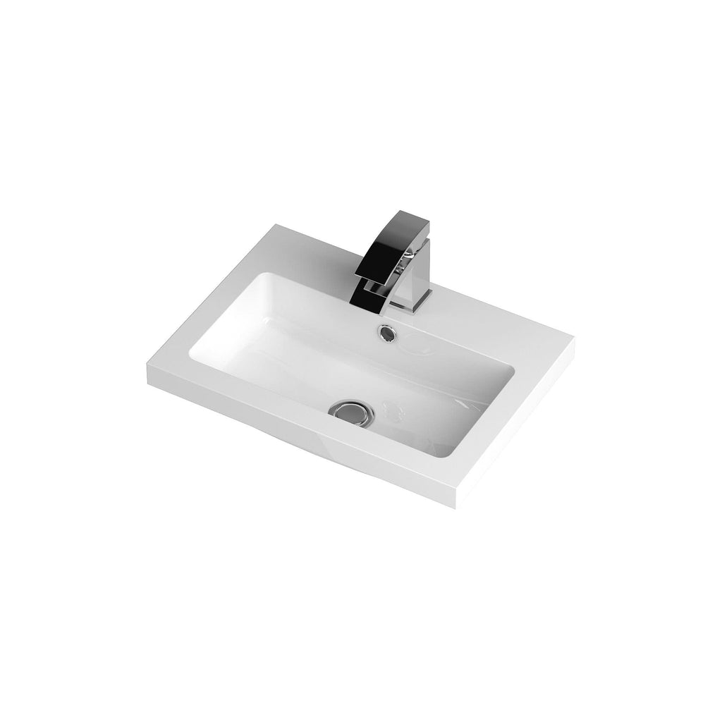 Hudson Reed Fusion Floor Standing 2 Door Vanity Unit & Polymarble Basin, Stylish Vanity Unit with Basin, Gloss Grey, 500mm