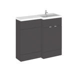 Hudson Reed Fusion Floor Standing 2 Door Vanity Basin & WC Right Hand Combination, Vanity Unit with Basin, Gloss Grey, 1000mm