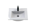 Hudson Reed Fluted Wall Hung 1-Drawer Vanity and Minimalist Basin, Contemporary Sink Vanity Unit, Soft Black, 500mm