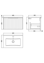 Hudson Reed Fluted Wall Hung 1-Drawer Vanity and Minimalist Basin, Contemporary Sink Vanity Unit, Soft Black, 600mm