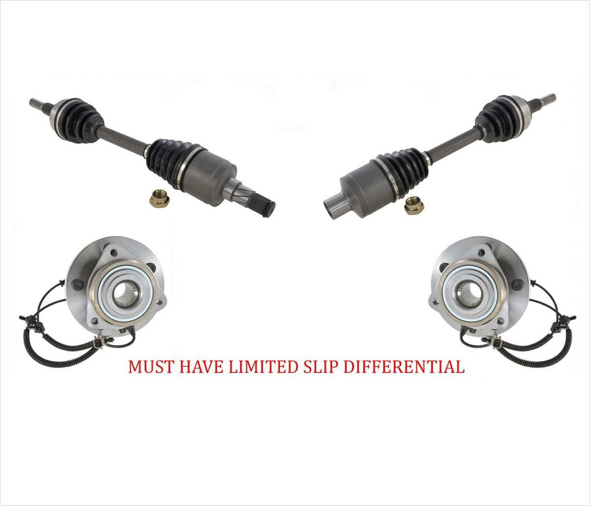 Front CV Axles & Hub Bearings For LIMITED SLIP DIFFERENTIAL Jeep Commander 06-10