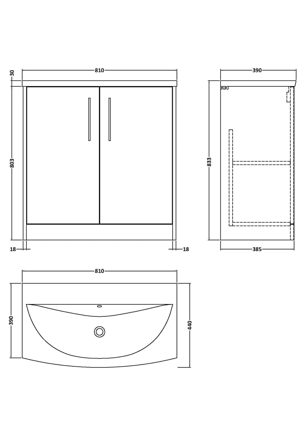 Hudson Reed Juno Floor Standing Vanity Unit with White Basin, Bathroom Vanity Unit with Soft Close Doors, China Sink Basin & Modern D-Shape Handles in Midnight Blue, 800mm