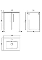 Hudson Reed Juno Wall Hung Vanity Unit with White Basin, 2-Door Modern Sink Cabinet, Compact Bathroom Vanity Unit in Bathroom, Soft Close & Matt Finish in Midnight Blue, 500mm