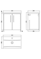 Hudson Reed Juno Wall Hung Vanity Unit with Basin with Pre-Drilled Tap Hole, Durable 2 Soft Close Doors Modern Bathroom Vanity Unit in Midnight Blue Finish, 600mm