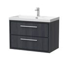 Hudson Reed Lille Wall Hung Vanity Unit with 1 Tap Hole Basin, Durable Bathroom Furniture, Double Drawer Sink Vanity Unit for Compact Bathroom Storage, 800mm