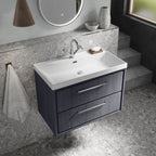 Hudson Reed Lille Wall Hung Vanity Unit with 1 Tap Hole Basin, Durable Bathroom Furniture, Double Drawer Sink Vanity Unit for Compact Bathroom Storage, 800mm