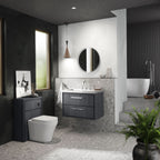 Hudson Reed Lille Floor Standing WC Unit, Modern Bathroom Furniture in Graphite Grey Woodgrain Finish, 550mm (255 Deep)