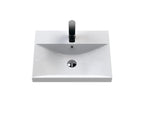 Hudson Reed Urban Wall Hung 2 Drawer Vanity Unit with Thin-Edge Ceramic Basin, Modern Bathroom Furniture in Satin Blue, 500mm