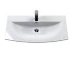 Hudson Reed Urban Wall Hung 2 Drawer Vanity Unit with Curved Ceramic Basin, Modern Bathroom Furniture in Satin Blue, 800mm