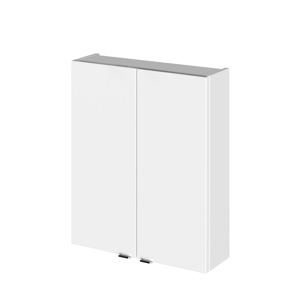 Hudson Reed Fusion Wall Hung 2 Soft Close Door Cabinet without Basin, Modern Bathroom Furniture in Gloss White Finish, 500mm