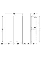 Hudson Reed Fusion Wall Hung 2 Soft Close Door Cabinet without Basin, Modern Bathroom Furniture in Gloss White Finish, 500mm