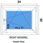 24"x20" Single Sash European uPVC Tilt and Turn Window