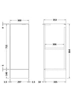 Hudson Reed Fusion Floor Standing 1 Soft Close Door Base Unit without Basin, Modern Bathroom Cabinet in Charcoal Black Finish, 300mm