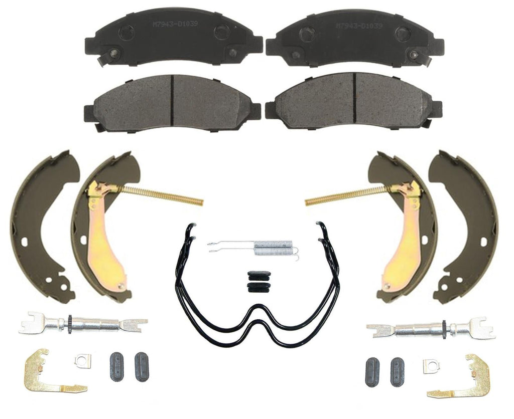 Front Ceramic Brake Pads & Rear Brake Shoes Hardware For 2004-2008 GMC Canyon
