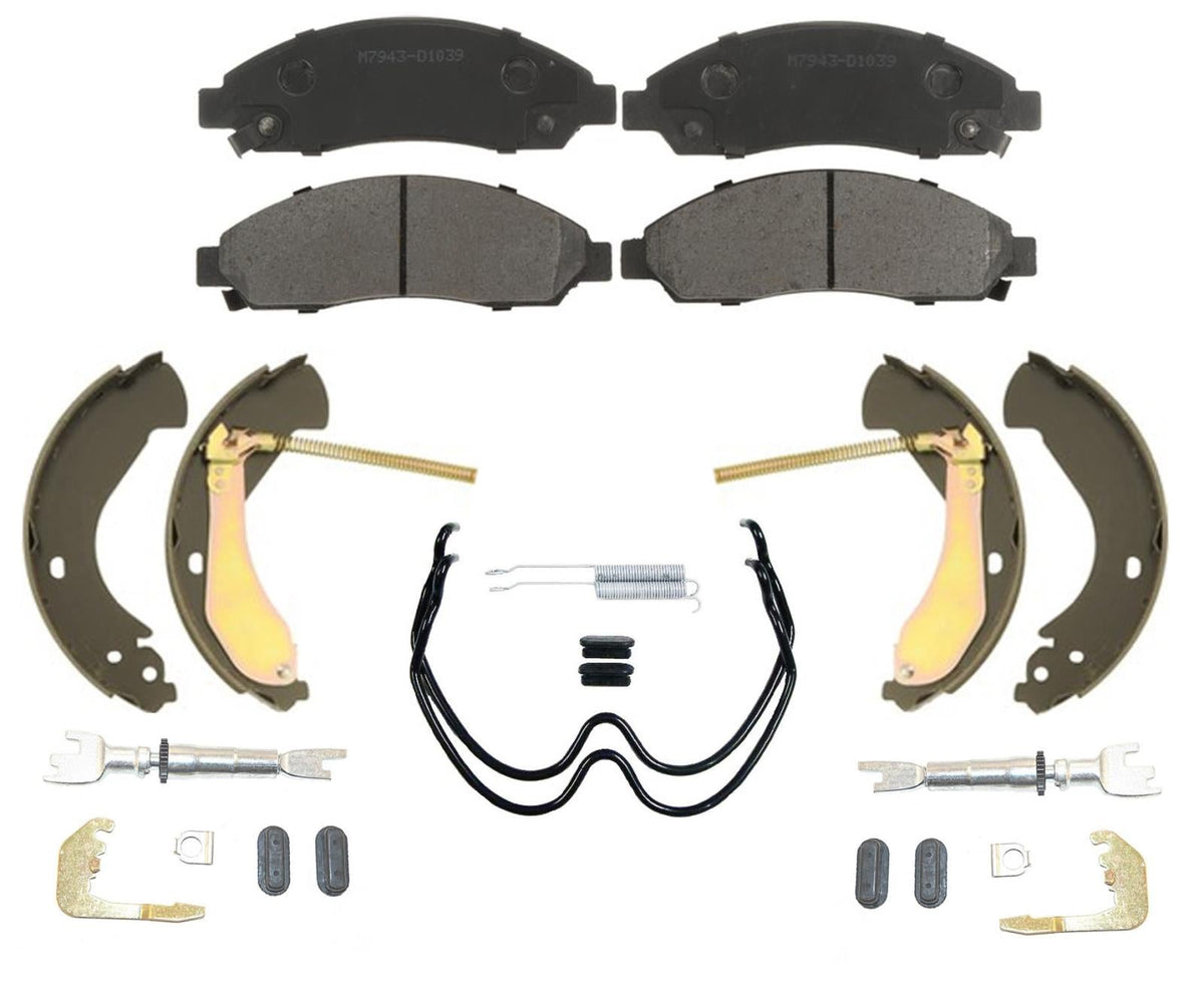 Front Ceramic Brake Pads & Rear Brake Shoes Hardware For 2004-2008 GMC Canyon
