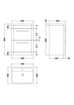 Hudson Reed Solar Floor Standing 2 Door Vanity Unit with Polymarble Basin, Durable Modern Vanity Unit in Pure White, 600mm