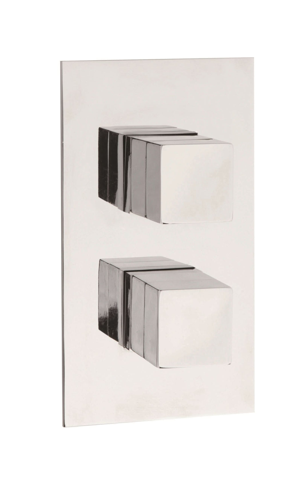 Hudson Reed Lennox Twin Thermostatic Concealed Shower Valve in 2 Square Handles, Modern and Durable Bathroom/Shower Set in Slimline Chrome Design