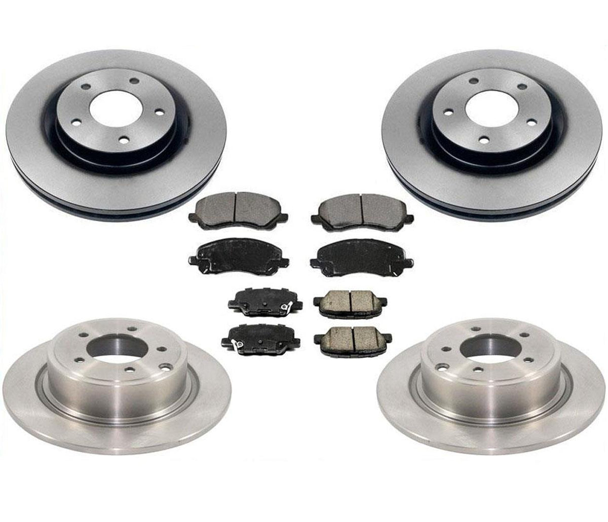 F & R Brake Rotors & Brake Pads Front Wheel Drive for Mitsubishi Outlander 13-15