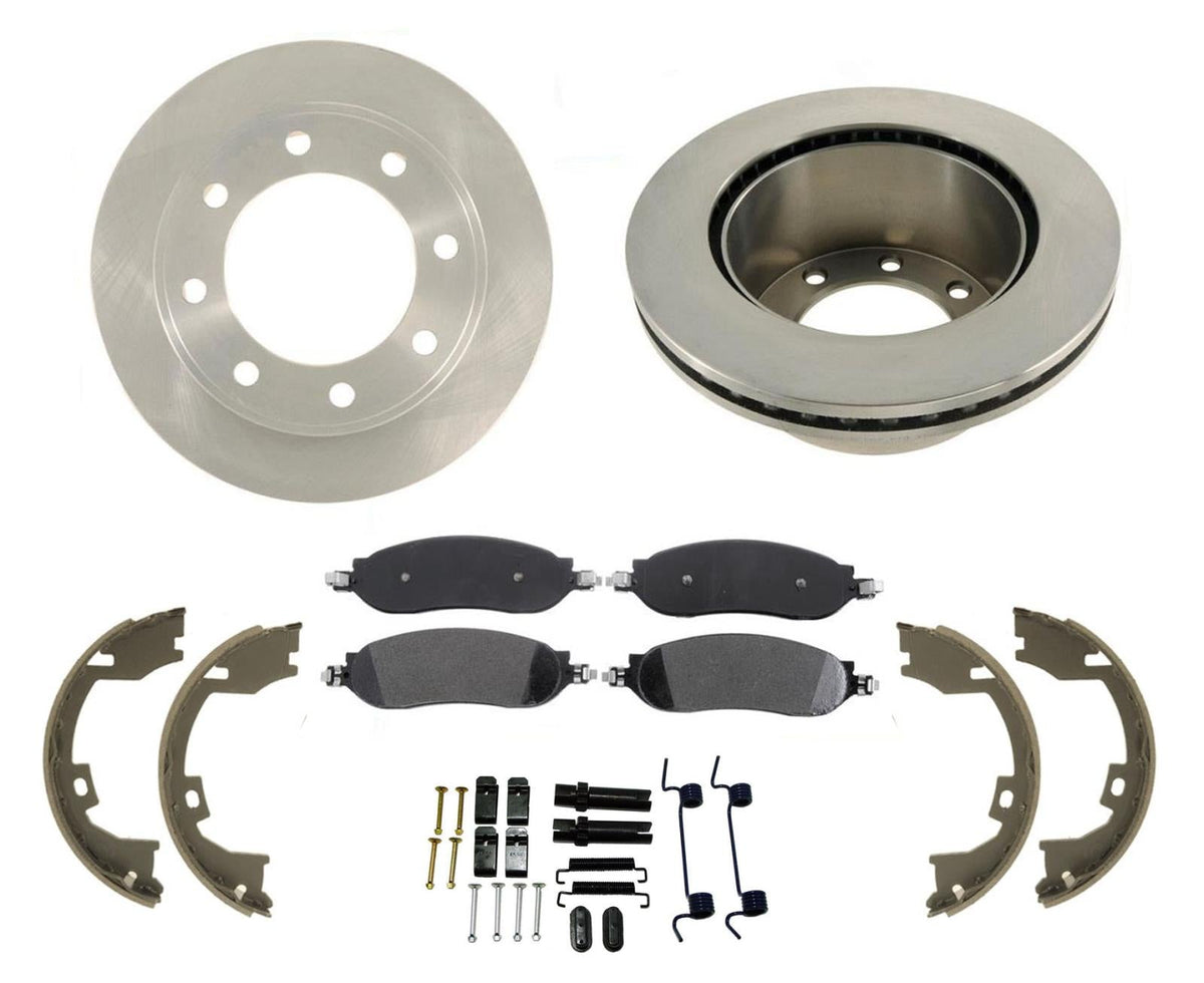 Rear Disc Brake Rotor Ceramic Pads Fits 08-10 Ford F250 Super Single Rear Wheel