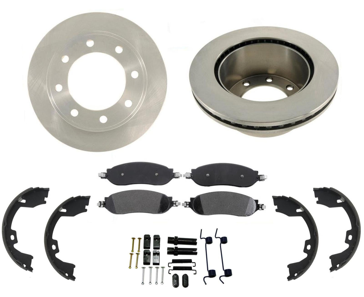 Rear Disc Brake Rotor Ceramic Pads Fits 11-12 Ford F250 Super Single Rear Wheel