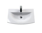 Hudson Reed Urban Wall Hung 2 Drawer Vanity Unit with Curved Ceramic Basin, Modern Bathroom Furniture in Satin White, 600mm
