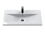 Hudson Reed Urban Floor Standing 2 Door 1 Drawer Vanity Unit with Mid-Edge Basin, Durable Modern Vanity Unit in Satin White, 800mm