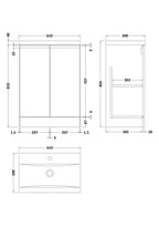 Hudson Reed Urban Floor Standing 2 Soft Close Door Vanity Unit with Mid-Edge Basin, Modern Vanity Unit in Satin White, 600mm