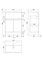 Hudson Reed Urban Floor Standing 2 Door 1 Drawer Vanity Unit with Thin-Edge Basin, Modern Vanity Unit in Soft Black, 600mm
