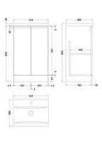 Hudson Reed Urban Floor Standing 2 Soft Close Door Vanity Unit with Mid-Edge Basin, Modern Vanity Unit in Soft Black, 800mm