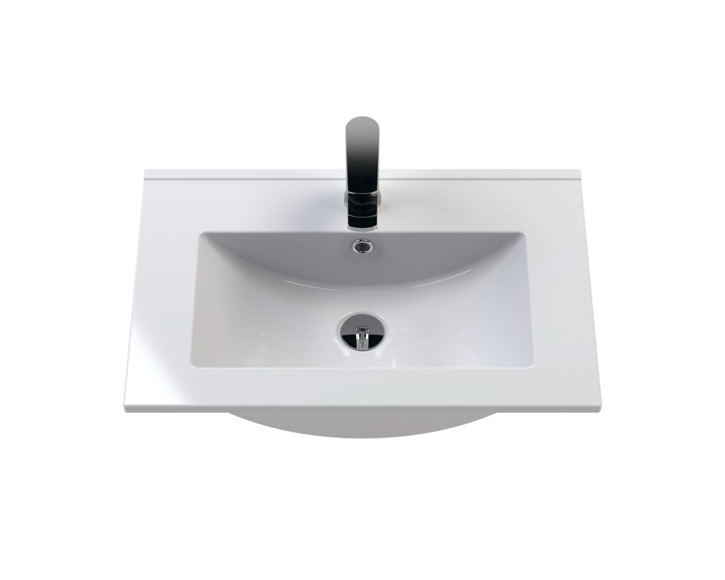 Hudson Reed Urban Floor Standing 2 Soft Close Door Vanity Unit with Minimalist Basin, Modern Vanity Unit in Soft Black, 600mm