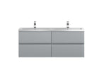 Hudson Reed Urban Wall Hung 4 Drawer Vanity Unit with Double Ceramic Basin, Modern Bathroom Furniture in Satin Grey, 1200mm