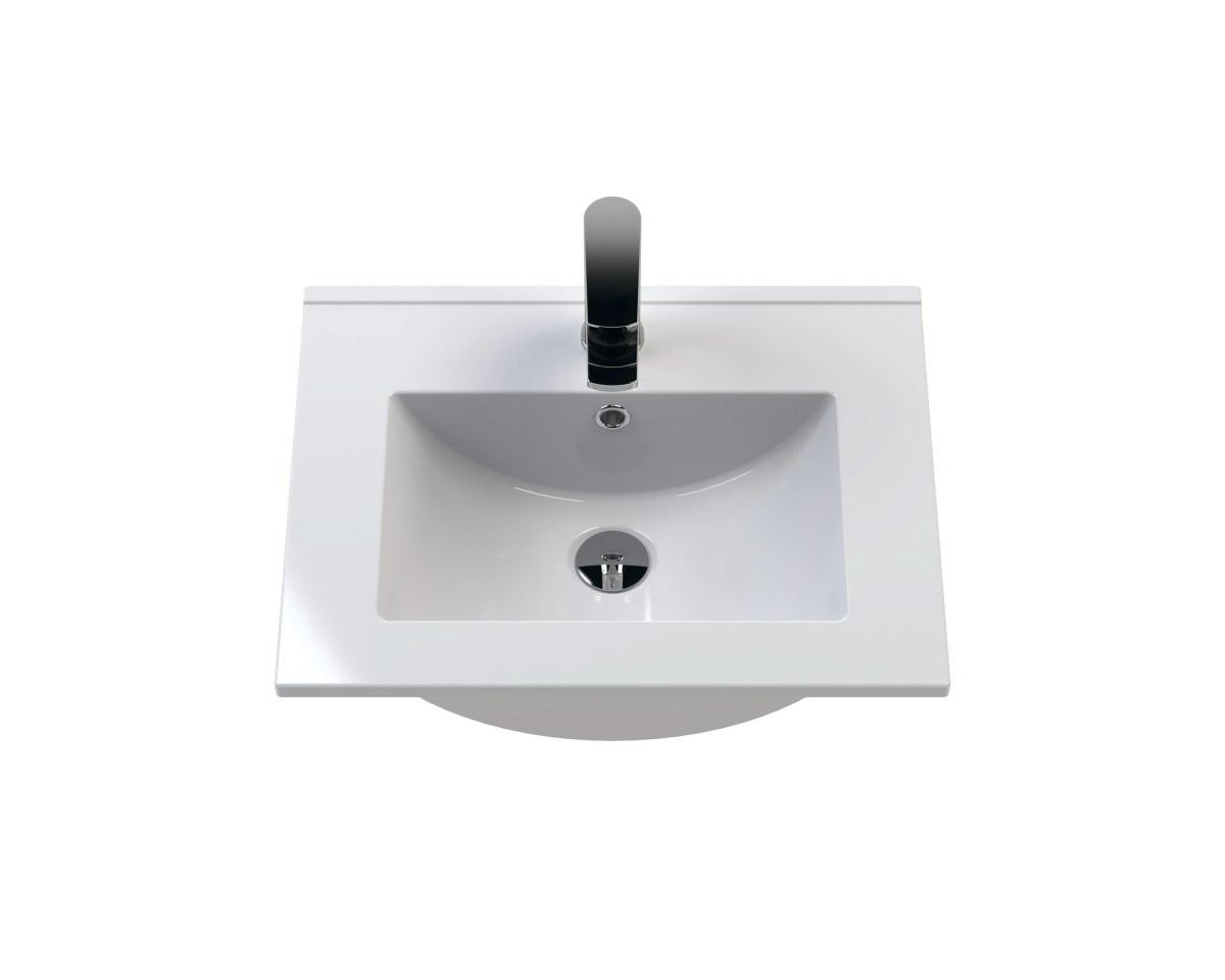 Hudson Reed Urban Floor Standing 2 Door 1 Drawer Vanity Unit with Minimalist Basin, Modern Vanity Unit in Satin Blue, 500mm