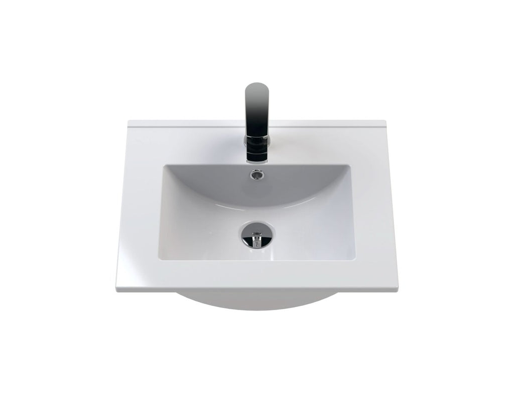 Hudson Reed Urban Floor Standing 2 Soft Close Door Vanity Unit with Minimalist Basin, Modern Vanity Unit in Satin Blue, 500mm