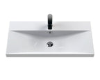 Hudson Reed Urban Wall Hung 2 Drawer Vanity Unit with Thin-Edge Ceramic Basin, Modern Bathroom Furniture in Satin Green, 800mm