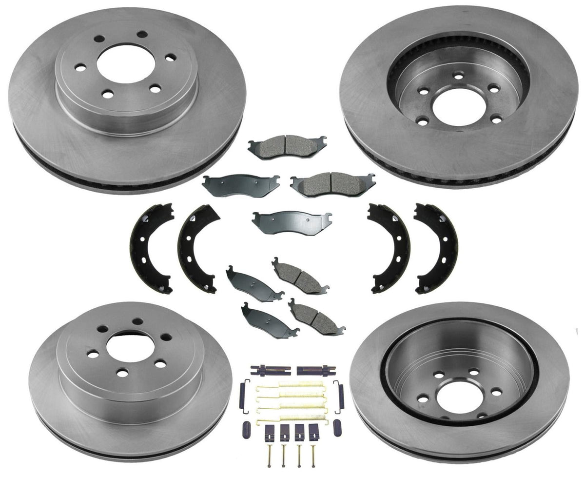 Fits 2003 Dodge Durango Front & Rear Rotors & Ceramic Pads Parking Shoe Set 8pc
