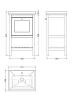 Old London Bexley Floor Standing 1 Drawer Vanity & 1 Tap Hole Fireclay Basin, Stylish Vanity Unit with Basin, Fern Green, 500mm