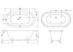 Old London Kingsbury Freestanding Bath Tub with Pride Leg Set, Durable Double Ended Traditional Bathroom Style in White, 1500mm
