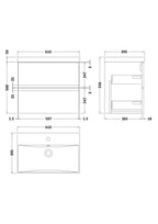 Hudson Reed Urban Wall Hung 2 Drawer Vanity Unit with Thin-Edge Ceramic Basin, Modern Bathroom Furniture in Satin Grey, 600mm