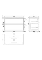 Hudson Reed Urban Wall Hung 2 Drawer Vanity Unit with Mid-Edge Ceramic Basin, Modern Bathroom Furniture in Satin Grey, 800mm