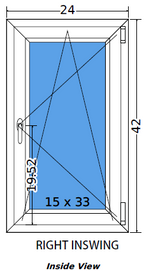 24"x42" Single Sash European uPVC Tilt and Turn Window