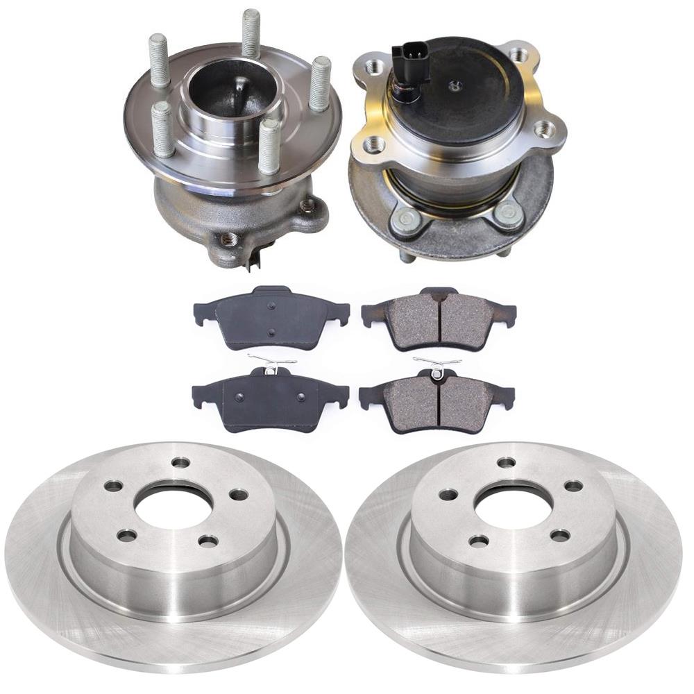 R Disc Braked Rotors Pads for Ford Escape FWD 13-16 W/O Automated Parking System