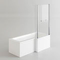 iBathUK Axis Right Hand L-Shaped Shower Bath, Includes Glass Screen, Rail & Front Panel, Modern Space-Saving L Shaped Bath Screen, 1700mm
