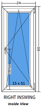 24"x60" Single Sash European uPVC Tilt and Turn Window