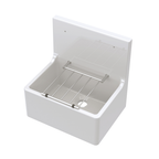 Inspire Single Bowl Traditional Cleaner Sink With Grid, Wall Bracket And Backsplash - White