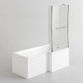 iBathUK Vault Right Hand L-Shaped Shower Bath, Modern Straight Acrylic Bathtub with Glass Screen & Matching Front Panel, L Shaped Bath Screen, 1500mm