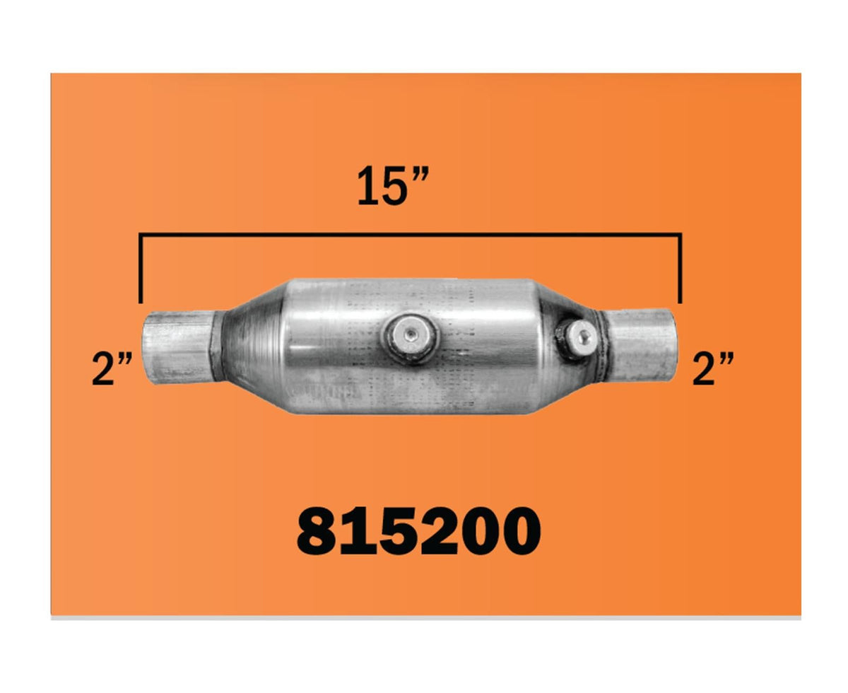 Universal Catalytic Converter EPA Approved 2" Inlet Oulet Specs 15 Inches Long