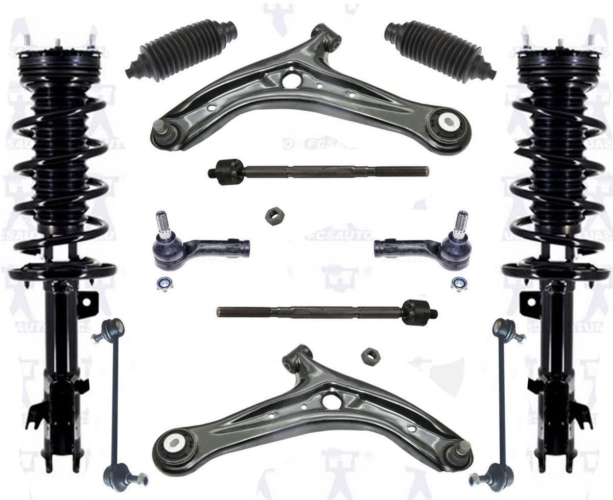 Front Complete Struts Lower Control Arms Tie Rods Links For 11-2015 Ford Fiesta